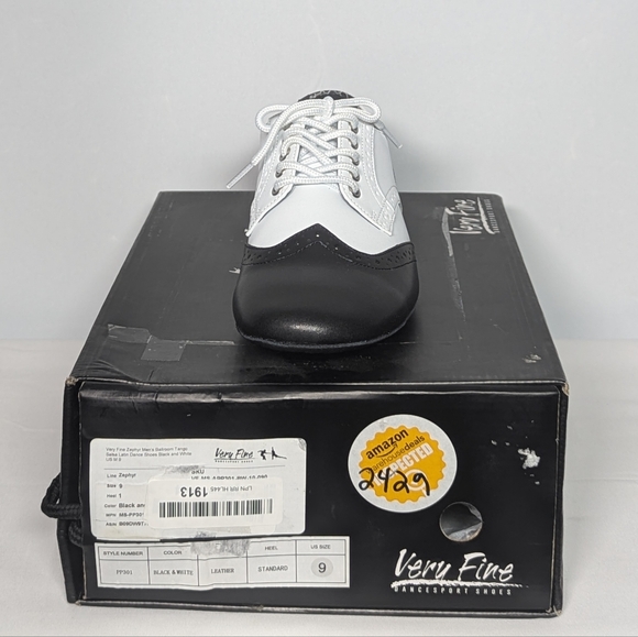 NEW Very Fine Mens Zephyr Leather Dance Shoe Sz 9 black/white - Picture 4 of 4